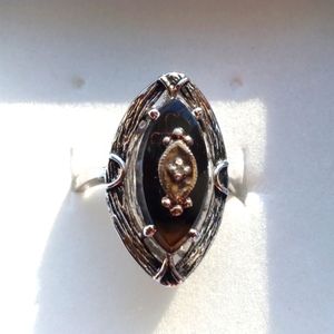 Size 5 Vintage Sterling & Onyx Ring